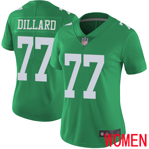 Women Philadelphia Eagles #77 Andre Dillard Limited Green Rush Vapor Untouchable NFL Jersey Football->nfl t-shirts->Sports Accessory